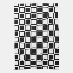 Black Bold Mod Squares Kitchen Towel