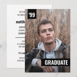 Black Bold & Modern Photo Graduation Invitation