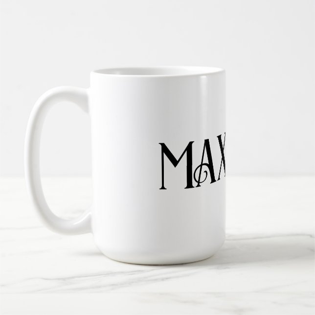 Black Bold Modern Typography First Family Name Coffee Mug (Left)