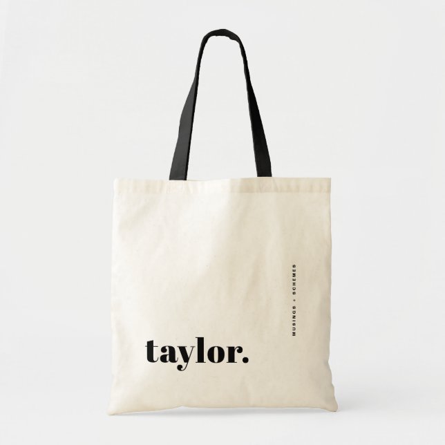 Black Bold Retro Typography Personalized Tote Bag (Front)