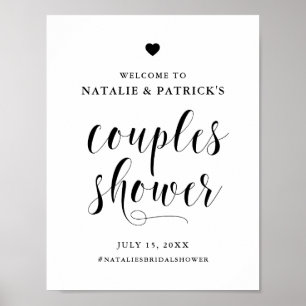 Black Bold Script Couples Shower Welcome Sign