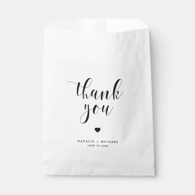 Black Bold Script Wedding Thank You Favour Bag (Front)