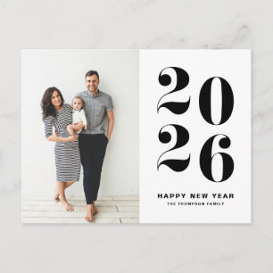 Black Bold Typography 2022 Photo Happy New Year Holiday Postcard