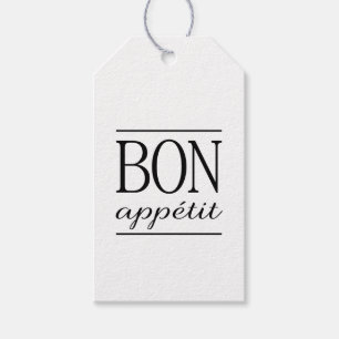 Black BON APPETIT Quote Dinner Typography Text Gift Tags
