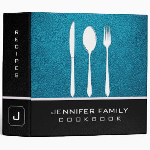 Black & Bondi blue Leather Family Cooking Binder
