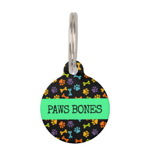 Black Bones Paws Pet Tag