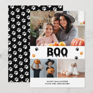 Black Boo Pet Photo Happy Halloween Card