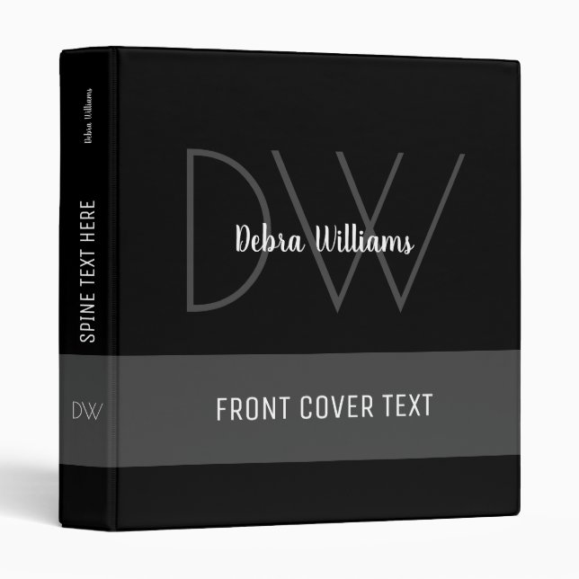 black-book custom monogram modern & elegant binder (Front/Spine)