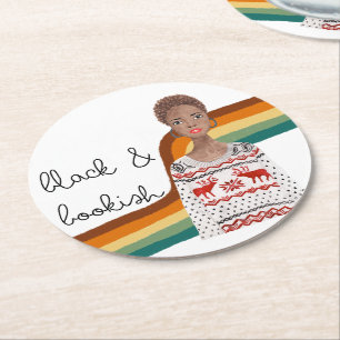 Black Book Lover Short Blonde Hair Round Paper Coaster