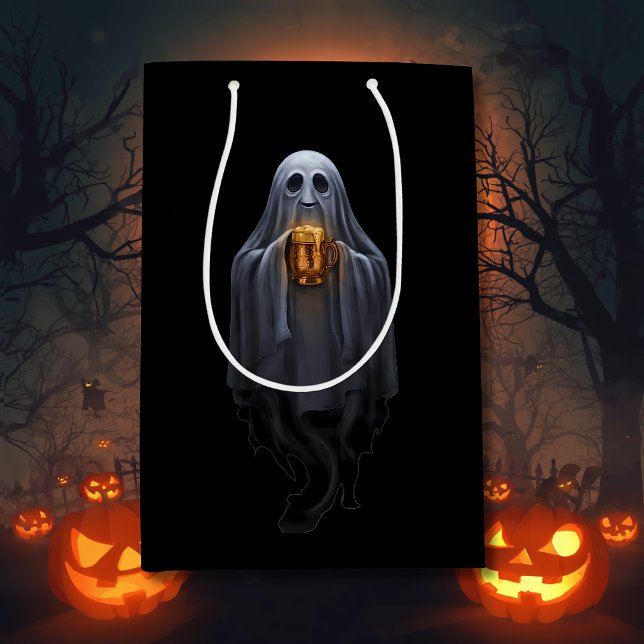 Black Boos & Brews Ghost Halloween Medium Gift Bag (Creator Uploaded)