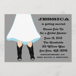 Black Boots Western Bridal Shower Invitation
