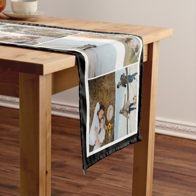 Black Border 16 Photos Make Your Own Collage Short Table Runner (In Situ)
