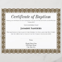 Black Border Certificate of Baptism