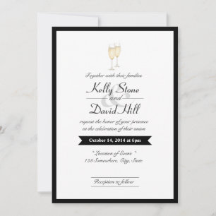 Black Border Champagne Toast de mariage Invitation