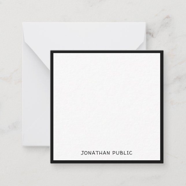 Black Border Classic Calligraphic Typed Simple Card (Front)