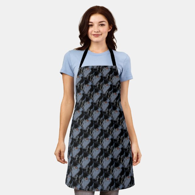 Black Border Collie Dog Face Animal Art Pattern   Apron (Worn)