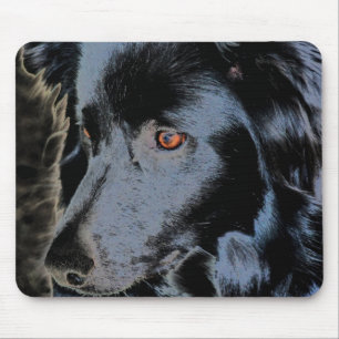 Black Border Collie Face  Mouse Pad