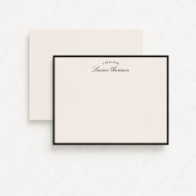 Black Border Elegant Modern Stationery Note Card