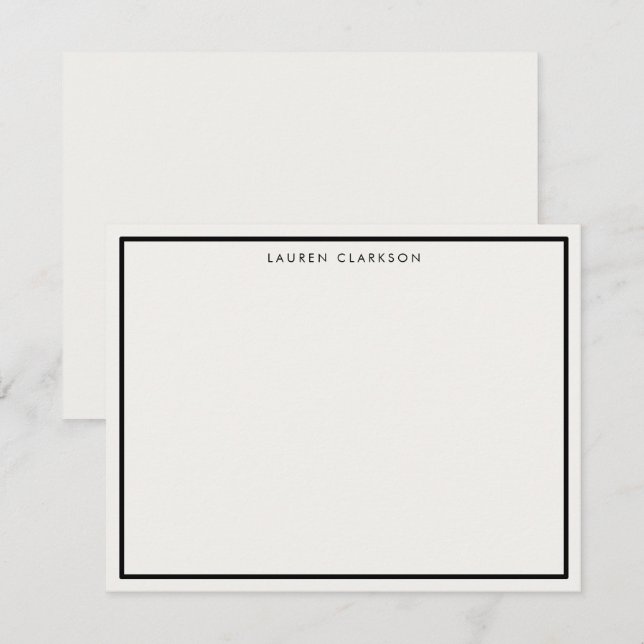 Black Border Elegant  Stationery Note Card (Front/Back)
