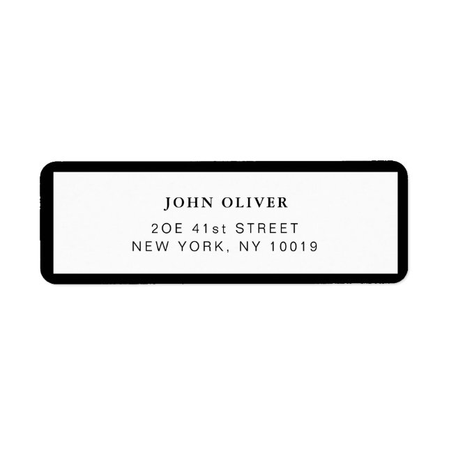 Black border Formal return address Label (Front)