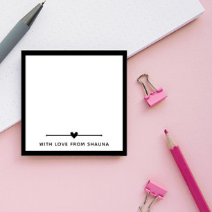 Black Border & Heart With Love From Name Post-it Notes