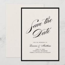 Black Border Ivory Modern Save the Date