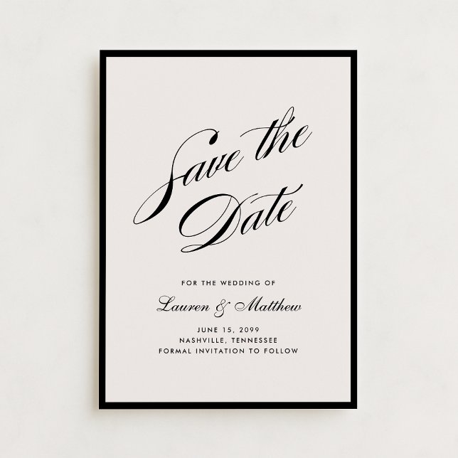 Black Border Ivory Modern Save the Date Invitation (Creator Uploaded)