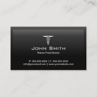 Black Border Nurse Practitioner Business Card