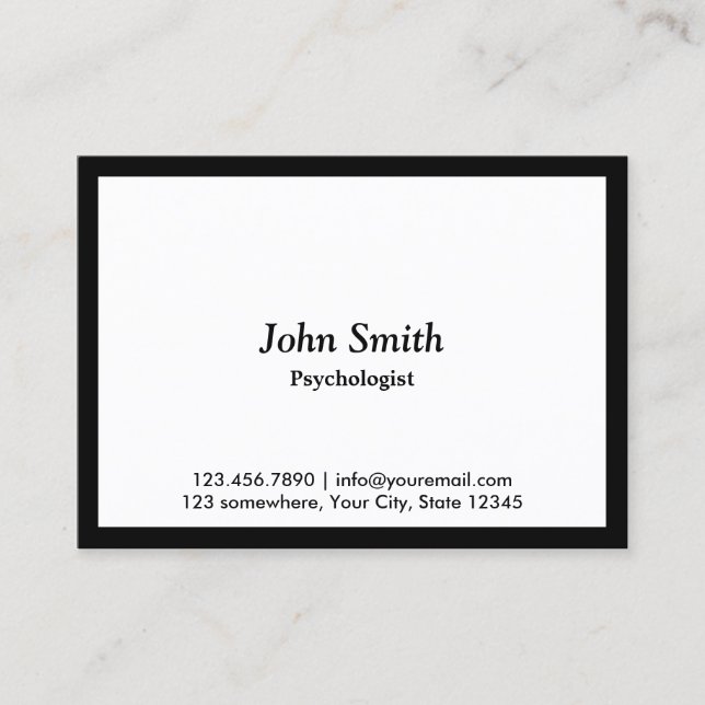 Black Border Psychologist Business Card (Front)