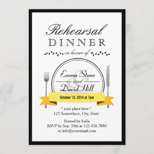 Black Border Wedding Rehearsal Dinner Invitations