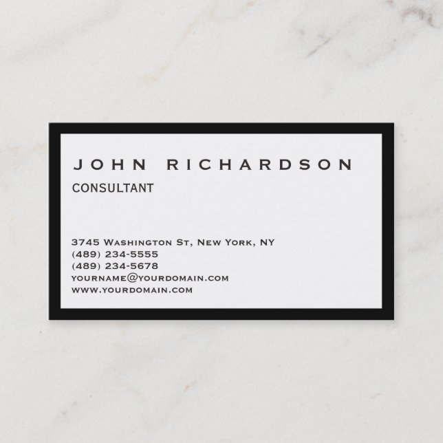 Black Border White Professional Business Card (Front)