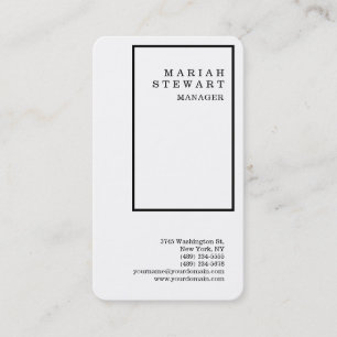 Black Borders White Minimalist Elegant Modern Business Card