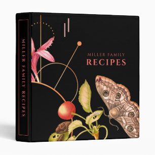 Black Botanical Butterfly   Family Recipes Binder
