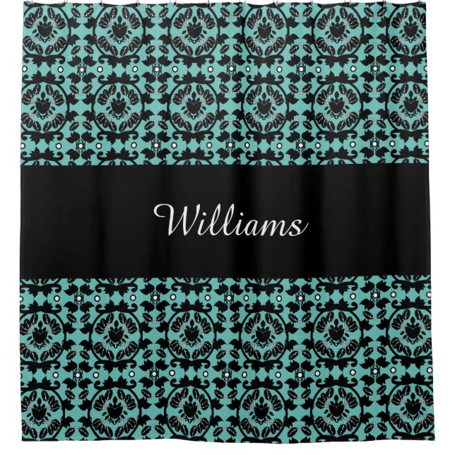 Black Botanical Damask Monogram (Front)