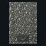 Black botanical elegant modern family gift decor kitchen towel<br><div class="desc">Sage green,  black,  brown green and grey elegant modern foliage eucalyptus watercolor botanical natural Christmas holiday gift decor. Simple,  clean elegant minimal design. With space for family name personalization.</div>