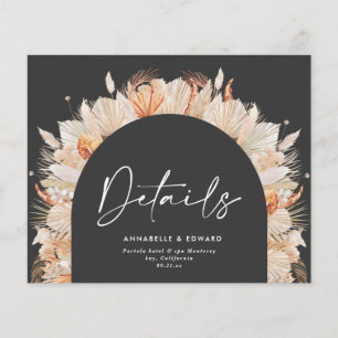 black botanical elegant pampas wedding details