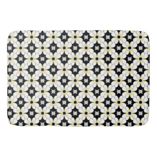 Black Botanical Flowers For Minimal Home Style Bath Mat