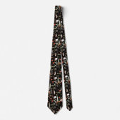 Black Botanical Watercolor Floral Tie (Front)