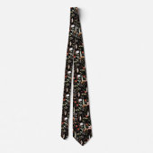 Black Botanical Watercolor Floral Tie (Back)