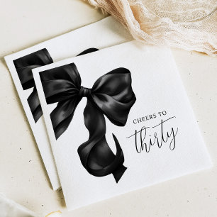 Black Bow 30th 40th 50th Birthday Napkin