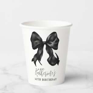 Black Bow 30th 40th 50th Birthday  Paper Cups