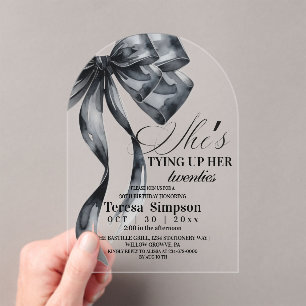  Black Bow 30th Birthday  Acrylic  Invitations