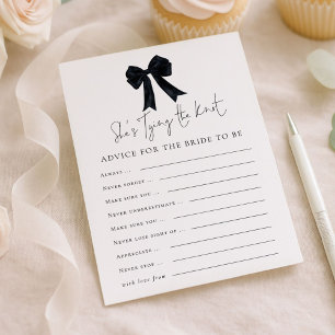 Black Bow Advice for Bride Bridal Shower Game Card