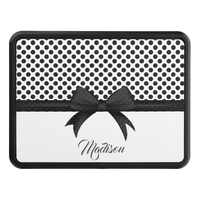 Black Bow and Dots Pattern Trailer Hitch Cover (Front)