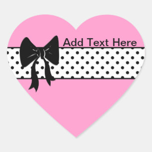 Black bow and polka dots heart sticker
