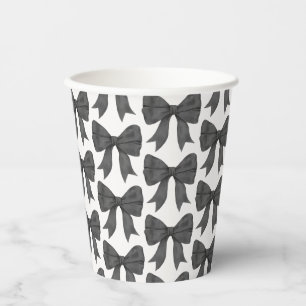 Black Bow Baby or Bridal Shower, Birthday Party Paper Cups