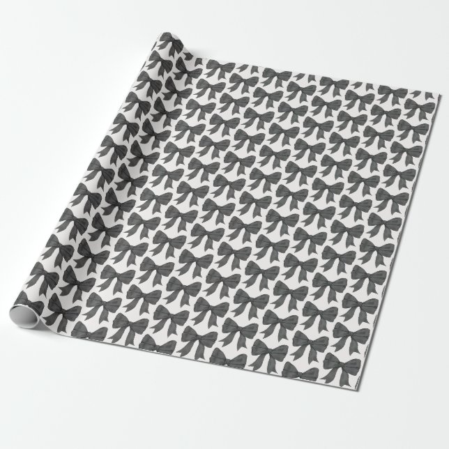 Black Bow Baby or Bridal Shower, Birthday Party Wrapping Paper (Unrolled)