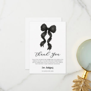 Black Bow Baby Shower Coquette Bow  Thank You Card