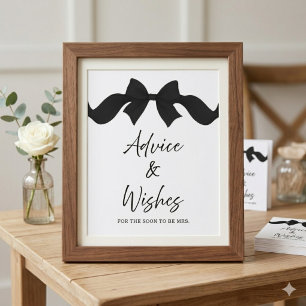 Black Bow Bridal Shower Advice & Wishes Sign
