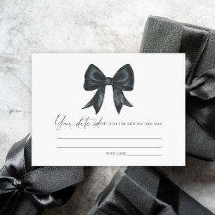 Black Bow Bridal shower Date night ideas Date jar Enclosure Card